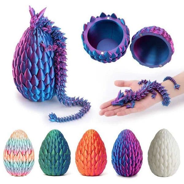 Decorative Objects Figurines Upgraded 3D Printed Dragon With Magnetic Movable Flexible Articulated Dragon Scale Egg For Home Office Decor Adults Kids Gifts T24042