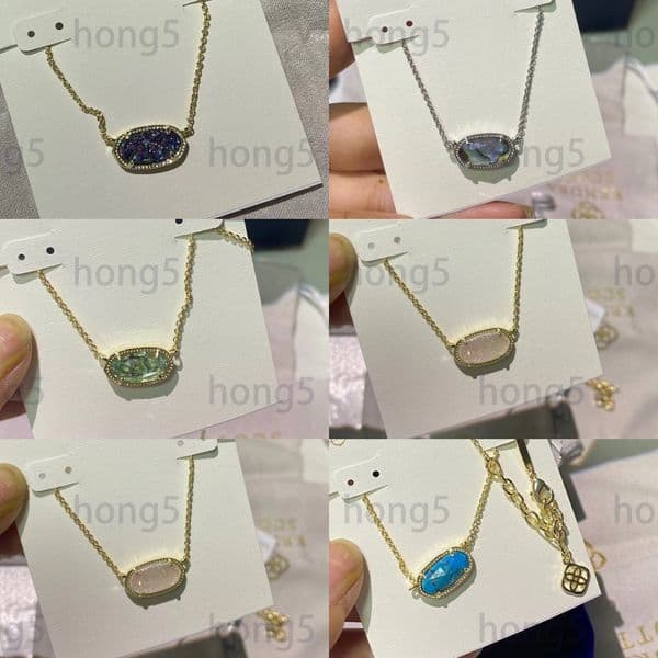 Oval pendant necklaces women designer singaporean chain heart cystal stone collar plated gold necklace luxury jewelry minimalist ho068