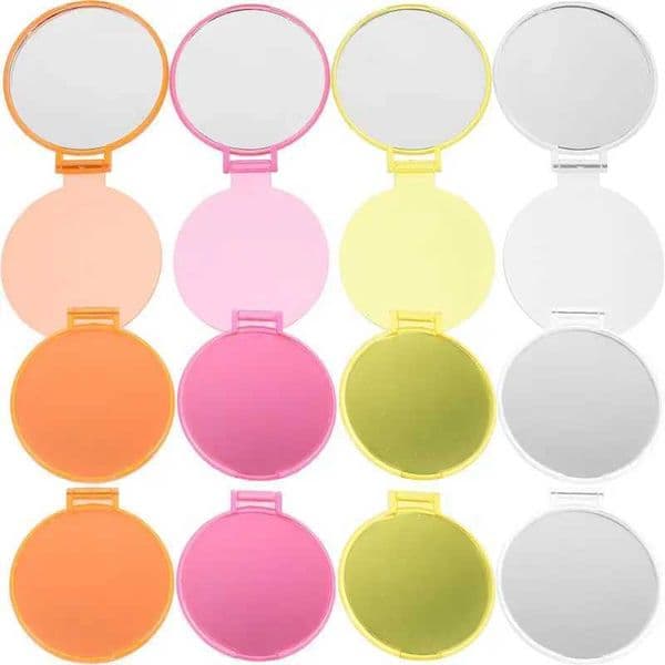 12 foldable makeup mirrors portable mini round makeup mirrors pocket mirrors womens makeup mirrors random colors W241122