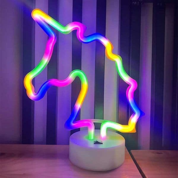Unicorn Shaped Neon Signs w BaseLED LightAtmosphere Lighting for WallNight Lamp for BirthdayPartyE-sports RoomDecoration Z241123