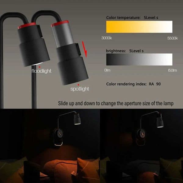 LED Reading Wall Light with Remote Touch Control Dimmable USB Charging Desk Lamp Night Light Used for Bedroom Office Research X2411221