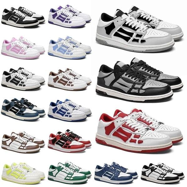 Designer sneaker Casual Shoes Skel Top Low Genuine Leather Sneaker triple white lime Black grey green orange lilac purple rose pink women men Sport Trainers Sneakers
