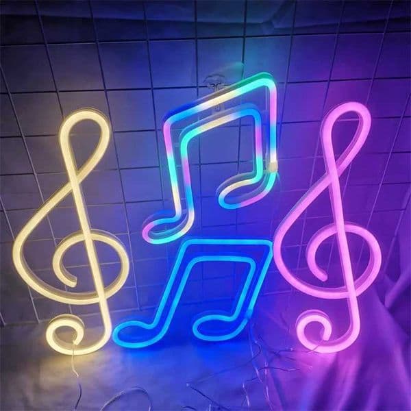Music Notes Neon Lights USB or Battery Powered Music Style Bedroom Holiday Party Wedding Desktop Decoration Creative Light Z241123