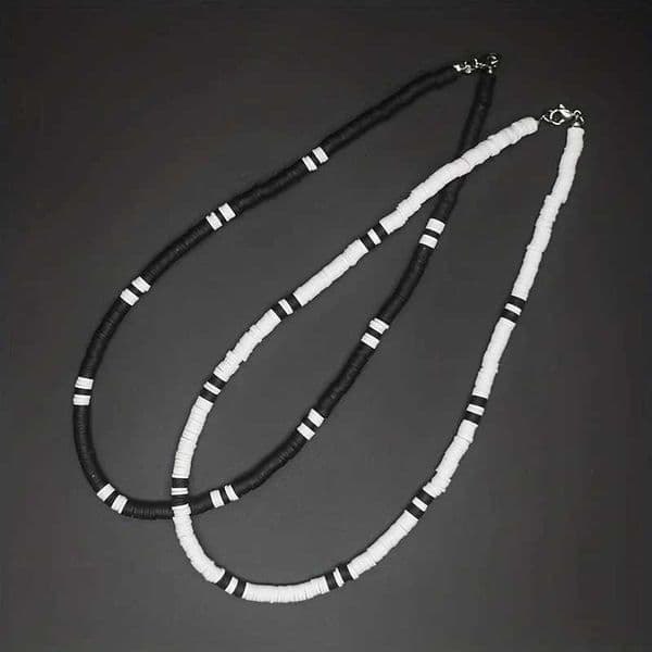 Trendy European Bohemia White Black Soft Polymer Beads Necklace Men Contrast Color Geometric Necklace for Men Jewelry LY-02XJ250222