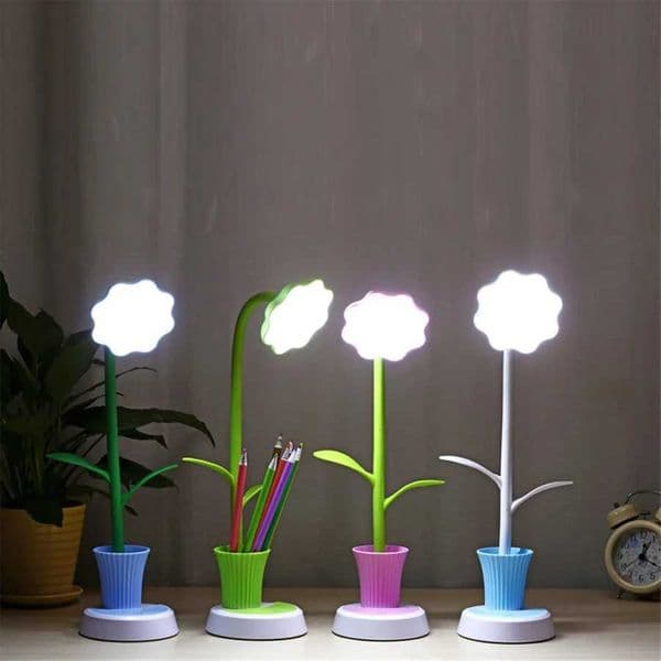 LED Sunflower Desk Lamp Childrens Eye Care Reading Light USB Charging Dimming Desk Night Light Touch Control with Pen Holder X241122