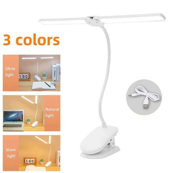3-color LED eye protection book night light with adjustable USB charging clip on study desk lamp used for bedroom reading 2000/4000mAh X241122