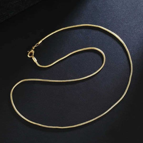 New 925 Sterling Silver 1MM Snake Chain 18K gold color Necklaces 16/18/20/22/24/26/28/30 Inches Women Men Jewelry Gifts XJ250620