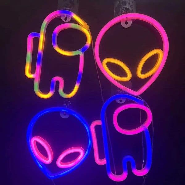 Astronaut Neon Lights Sign for Halloween Wall Art Decor Gaming Bar Bedroom Decoration Neon Sign Party Alien Rocket Night Lamp Z241123