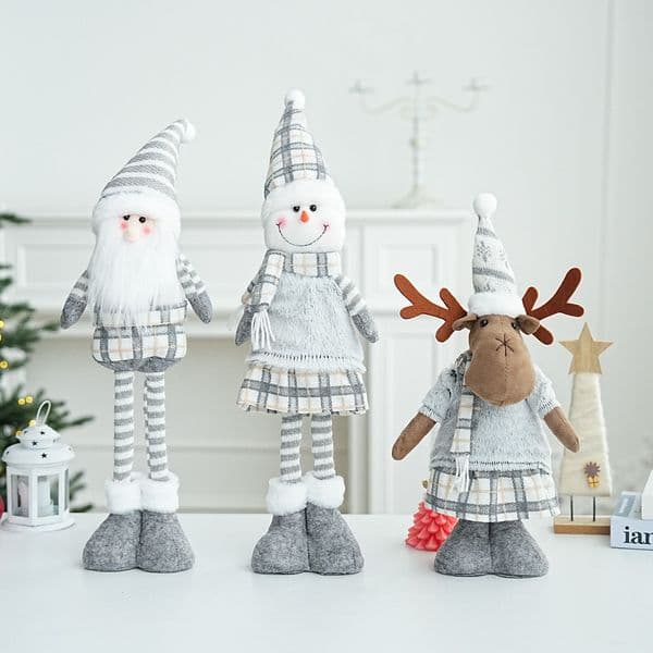 Nordic Christmas Standing Plush Santa Snowman Reindeer Figures Holiday Table Home Decorations