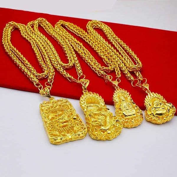 18K womens alloy necklace Guanyin gold dragon pendant Kravik chain wedding engagement non fading jewelry gift X241123