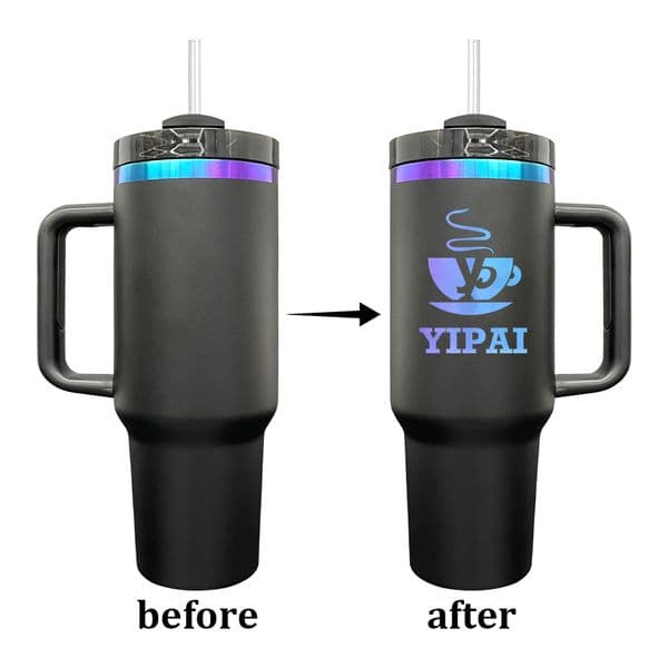Gradient powder coated H2.0 40oz ombre blue purple plated tumbler Insulated stainless steel Travel coffee car Mug with Removable Handle for laser engraving