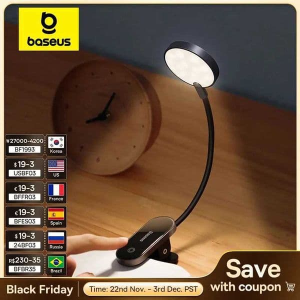 Baseus LED Desk Light with Stepless Dimmable Wireless Desk Lamp Touch USB Charging Reading Light LED Night Light Laptop Light X241122
