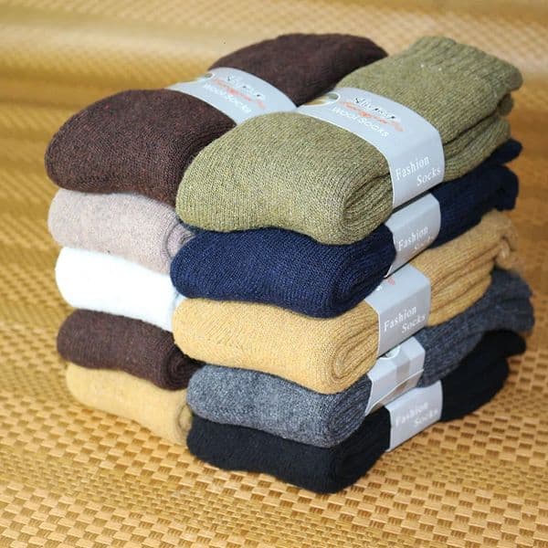 Winter Mens Merino Wool Long Socks Warm Large Size High Quality Harajuku Retro Snow Leisure Antifreeze Pure Cashmere 5 pairs 241122