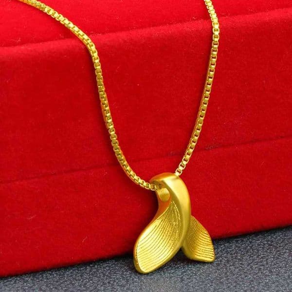 Real 18k 3D Hard Gold Mermaids Tail Pendant Necklace for Women Bride Gold Chain Necklace Wedding Engagement Fine Jewelry GiftsX241123