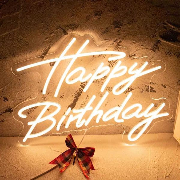 UponRay LED Neon Happy Birthday USB Powered Neon Signs Night Light 3D Wall Art Bedroom Living Room Decor Lamp Signs Z241123