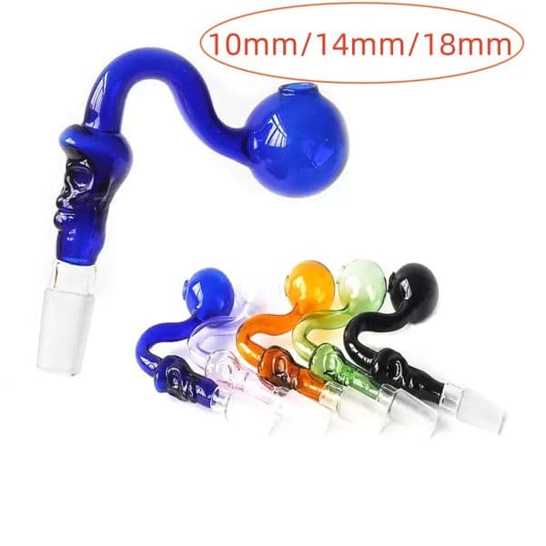 Wholesale colorful Colorful Skull Glass Oil Burner Pipe Smoking Bowl Bubbler 10mm 14mm 18mm Male DownStem Bowls Slide For Water Hookahs Bongs