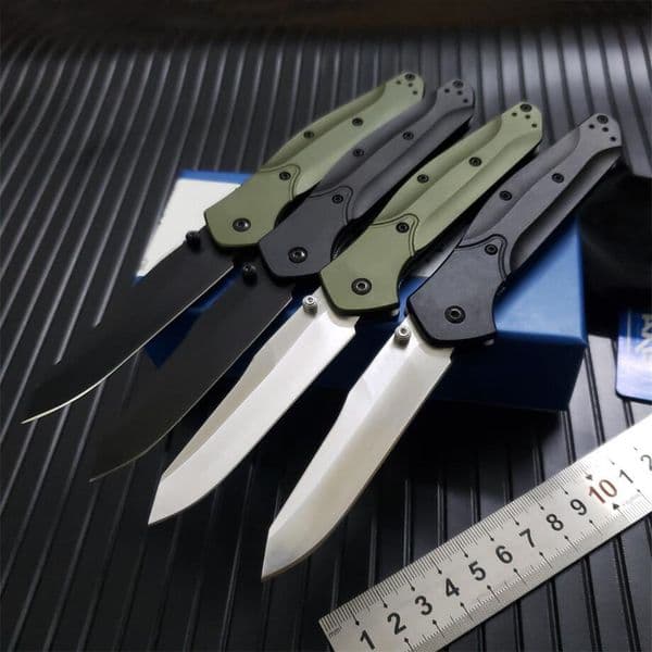 4Models 940/940-1 Folding Knife 3.4 S30V Satin Plain Blade Green Aluminum Handles Rescue Utility BM42 EDC Tools
