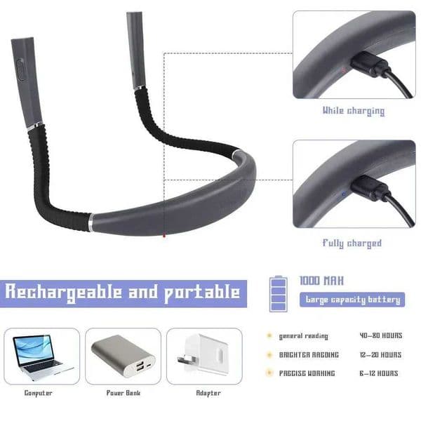 Neck Reading Light Novelty Flexible Neck Lights Handheld Electronic Book Lamp Pendant Portable USB Charging Electronic Book Lamp X2411221