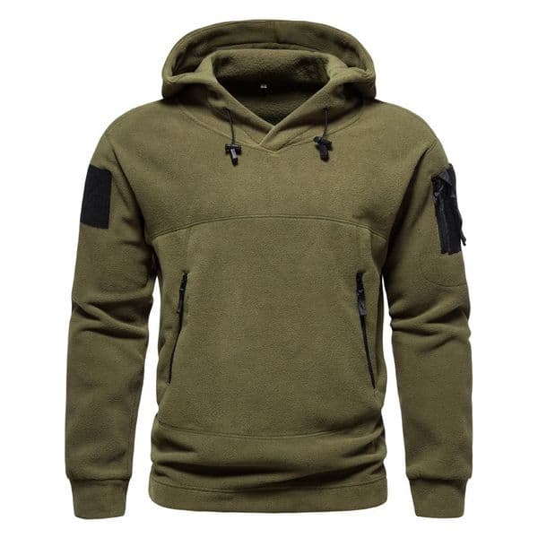 Autumn Spring Wool Hoodie Mens Tactical Sweatshirt Outdoor Multi Pocket Polar Zipper Hoodie Mens Clothing 241118