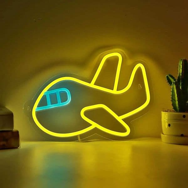 Airplane Neon Sign Dimmable LED Neon Light Sign USB Powered for Lamp Bedroom Living Room Game Room Man Cave Home Birthday Gifts Z241123