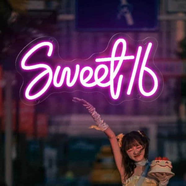 Sweet 16 Neon Sign LED Light Sixteen Birthday Party Bedroom Background Wall Decoration Rose Red Neons Girl Gift USB Night Lamp Z241123