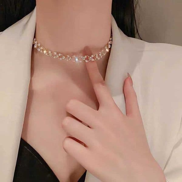 Trend Beads Womens Neck Chain Kpop Pearl Choker Necklace Gold Color Goth Choker Jewelry Pendant Necklaces 2023 Collar for GirlX241123
