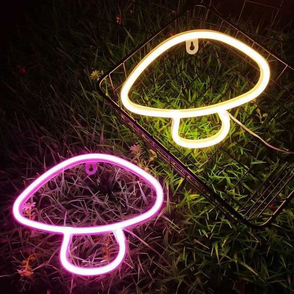 LED Mushroom Neon Signs Cherry Apple Night Light 3D Wall Art Game Room Bedroom Living Room Decor Lamp Signs Z241123