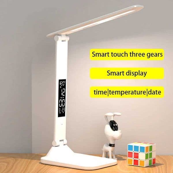 New Led Table Lamp Touch Foldable USB Rechargeable With Alarm Clock Thermometer Dimmable Night Light for Desk Study Reading Lamp Z241123