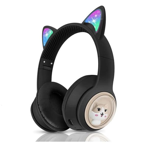 Childrens Bluetooth earphones foldable wireless earphones with LED lights Cat Ears gaming earphones 241125