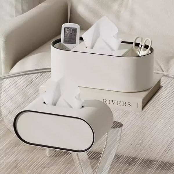Leather Tissue Box With Storage Rack Home Decorative Paper Napkin Holder For Office Desk Countertop Night Stand Etc 241122 S25528 02548