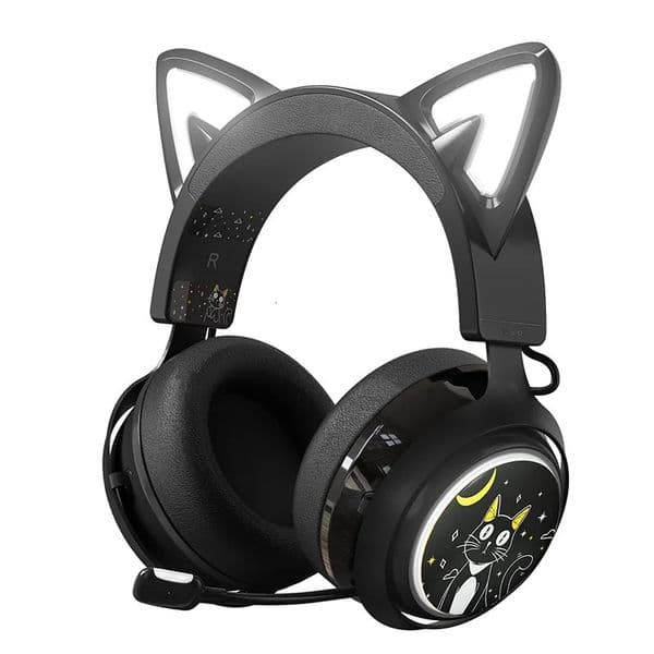 GS510 wireless Bluetooth cute glowing cat ear headphones with high-definition microphone music game live streaming in 3 modes girls adjust headphones 241125
