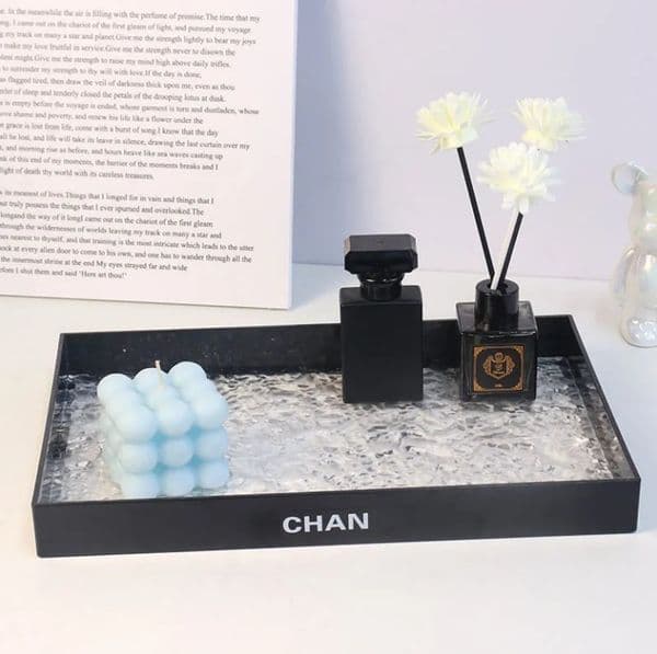 Designer Bedroom Living Room Acrylic Organizer Tray Desktop Home Items Accessories Shelf Storage Organization Box Letter Print