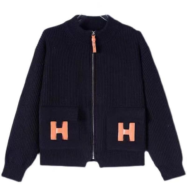 Lazy style collar solid color sweater coat women's autumn new casual loose clown knit cardigan Korean version