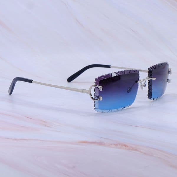 12A Shark Diamond Cut Sunglasses Designer Carter Stylish Eyewear Rimless Mens Decoration Shades Sun Glasses Brand Luxury 828 Silver