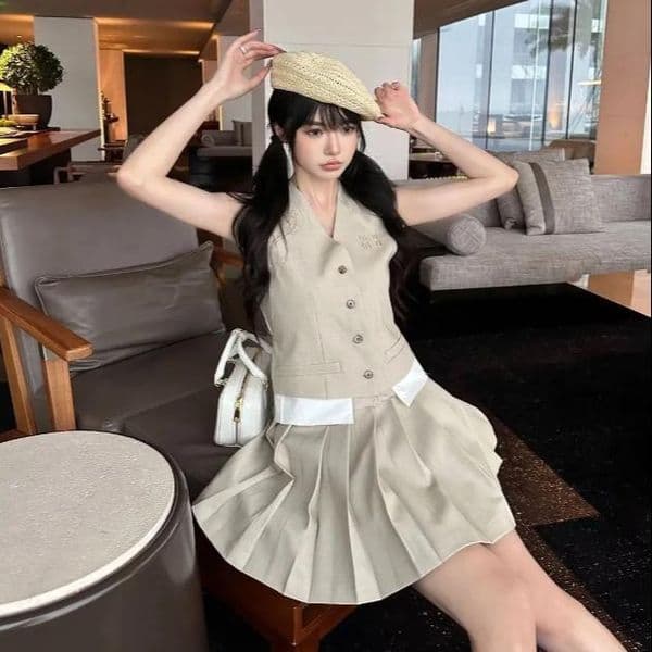 designer dress sets skirt sleeveless apparel womens clothing petticoat two piece sets two piece dress summer s m l