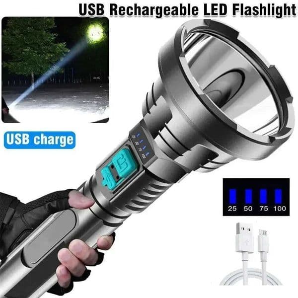 Long Size ABS Flashlights Rechargeable Bright LED Torch with USB Cable 3 Modes Waterproof for Camping Hiking Fishing Z241126