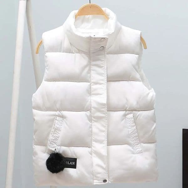 fashion womens winter vest collarless short sleeved jacket womens jacket womens coat autumn womens clothing 241126