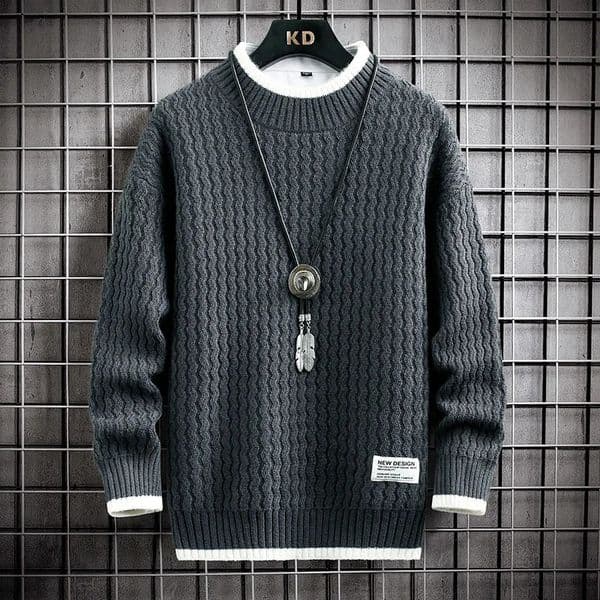 clothing mens loose pull mens slim fashion knitted sweater mens thick pull Homme retro striped sweater 4XL 241126