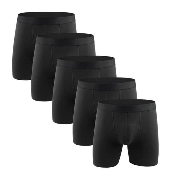 5 pieces/batch of mens underwear pure cotton big boxing long sports solid color anti friction mens underwear 241126