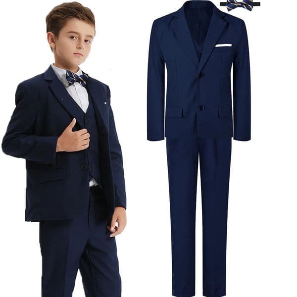 Suit for Kids Boys Wedding Formal Outfit Set Children Gentleman Ring Bearer Clothings Perform Tuxedo Vest Pants Blazer 3PCS 241126