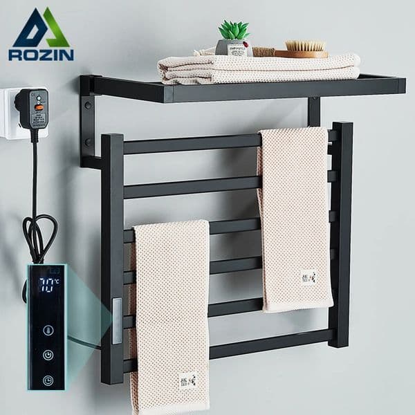Bathroom electric towel rack with digital display temperature and time control towel heating rail smart home heating towel bar 241125