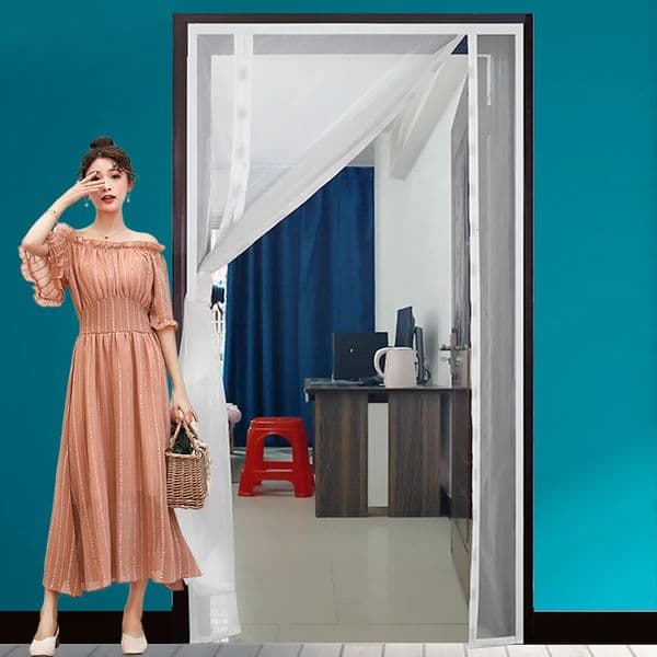 Sheer Curtains White magnetic curtains mosquito nets doors and windows insect nets customized sizes easy to install side opening automatic closing 241126