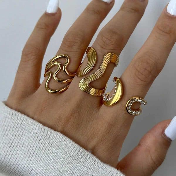XINYI Rust Proof Stainl Steel Big Personal Ring Stylish Creative Minimalist Metal Statement Waterproof Jewelry for WomenXJ241127