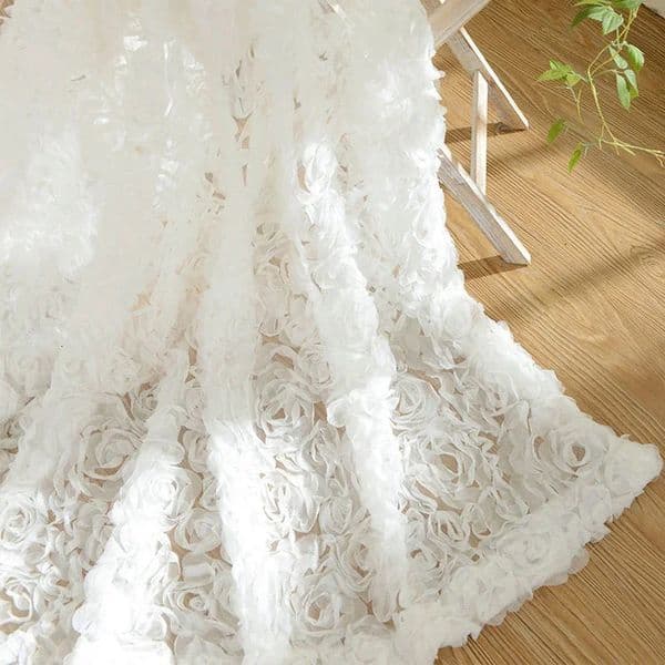 Sheer Curtains Embroidered rose Voile transparent white curtains used for bedroom wedding party decoration Gauze yarn French window hand-painted 241126