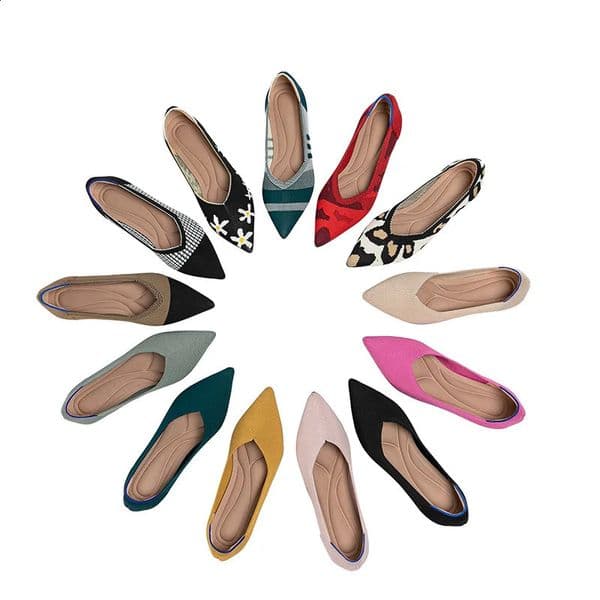 Spring and autumn flat shoes fashionable and casual womens flat shoes knitted elastic and comfortable boutique shoes241127