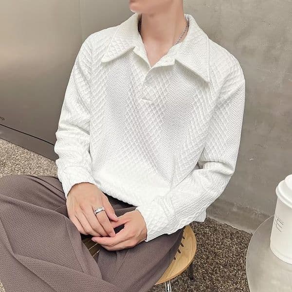 Designer polo shirt, men's niche design stand up collar sweatshirt jacket, French high-end sense, Henry shirt
