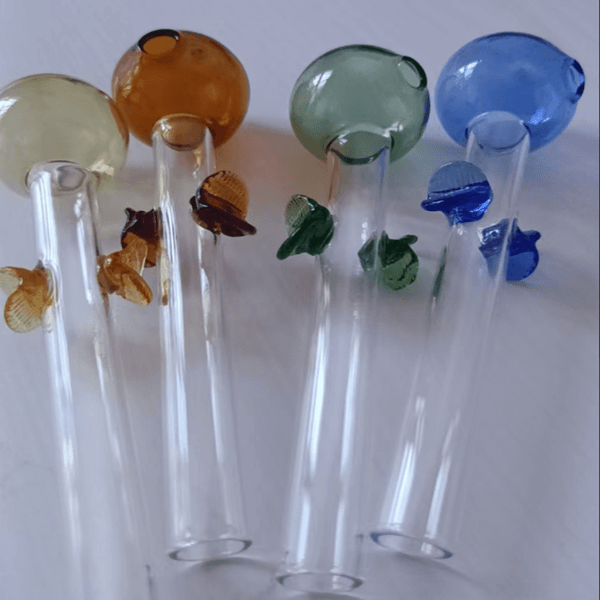12cm Glass Smoking Pipes handcraft Smoking Pipes 30mm ball Clear Test Straw Tube