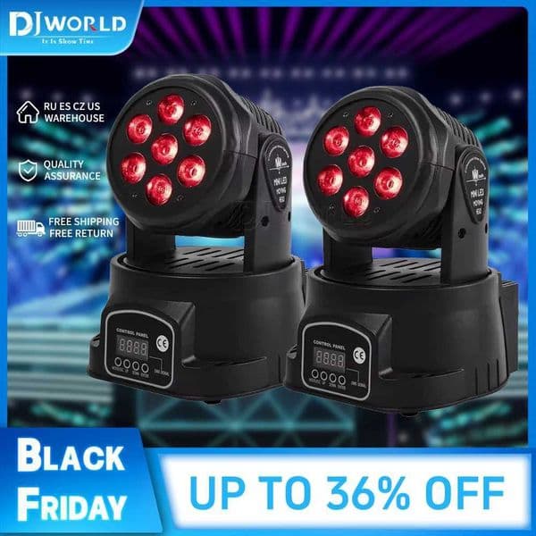 2PCS 7x12W LED Moving Head Light 4 IN 1 RGBW Professional Stage Effect 10/15DMX Wash Light for Disco DJ Music Party Dance Club Z241129