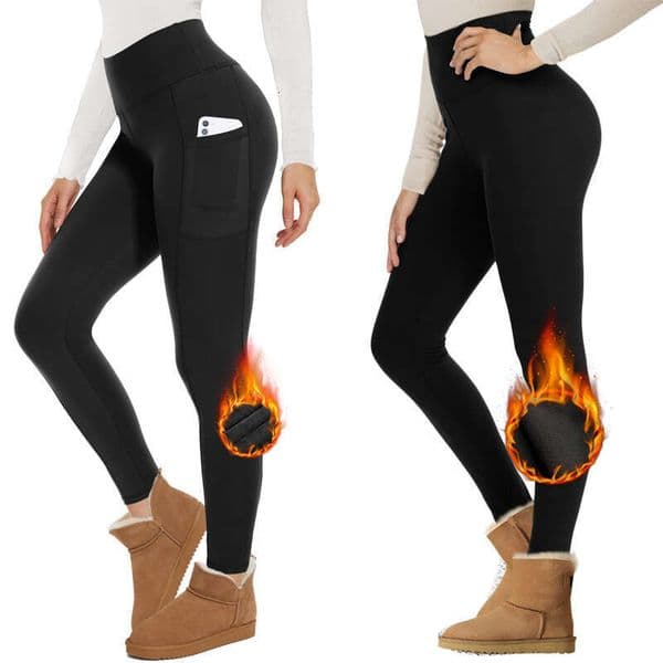 VITAOVO Fleece ed High Waisted Warm Winter Yoga Pants for Women Thermal Running Workout Black Leggings