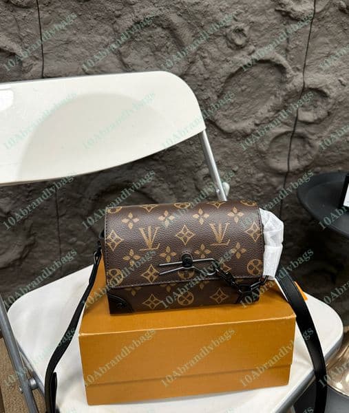 2026 Designer Steamer Wearable Bags Mini Trunk Shoulder Bags Messenger Crossbody Bag Embossing Monograms Taurillon Leather Box Clutch Chain-pin bags M81783